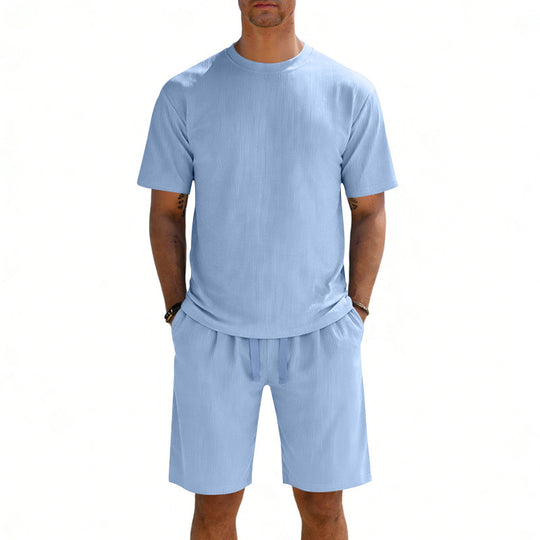 Herren nan Kurzarmshirt- und Bermudakombination aus geripptem Jersey mit elastischem Tunnelzugbund R&B