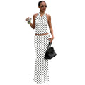 Damen Polka Dots Maxikleid Set R&B