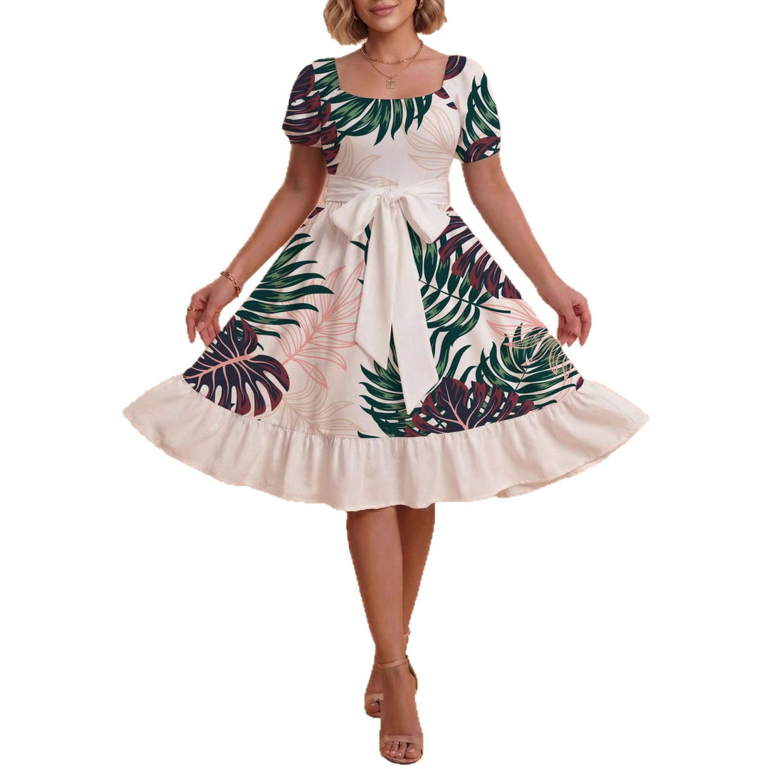 Damen Midikleid mit verspieltem Druck und tailliertem Schnitt R&B