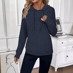 Damen Fleece Kapuzenpulli im Rippdesign R&B