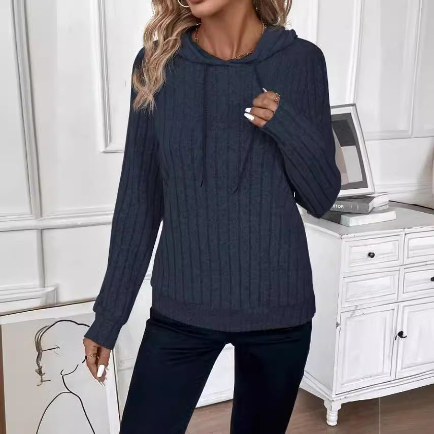 Damen Fleece Kapuzenpulli im Rippdesign R&B