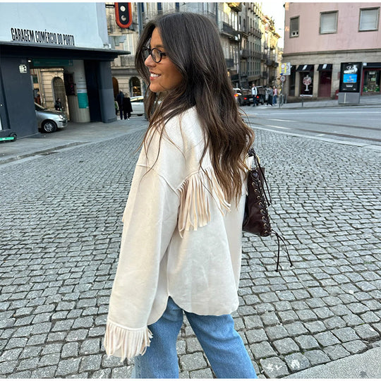 Damen Fransenjacke aus weichem imitat R&B