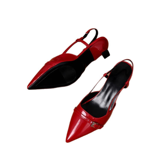 Damen Slingback High-Heel Sandalen mit elegantem Spitzendesign R&B