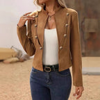 Damen elegante taillierte Blazerjacke mit goldenen Knöpfen R&B
