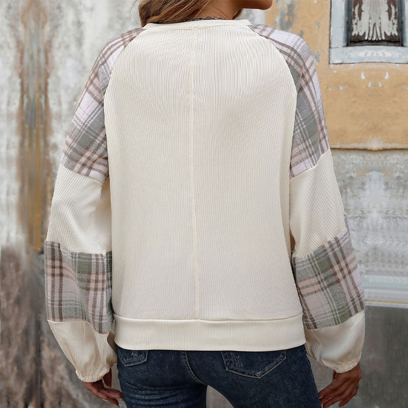 Damen lässiger Pullover mit Karoden und modischem Schnitt R&B