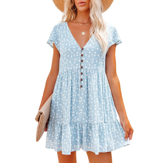 Damen Sommerkleid mit floralen Mustern und Knopfdetails R&B