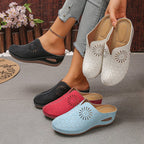 Damen luftige Clogs mit dekorativem Lochmuster und anatomischem Fußbett R&B