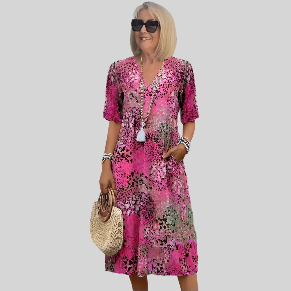 Damen Sommerliches Maxikleid mit floralem Design und praktischen Taschen R&B