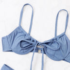 Damen Hochgeschnittener Triangel-Bikini mit dekorativem Knoten