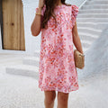 Damen Freizeitliches Blumenmuster Sommerkleid mit Rüschendetails R&B