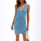 Damen Elegantes Wickel-Minikleid R&B