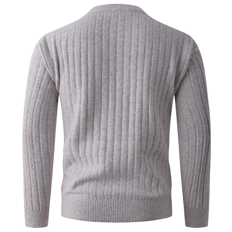 Herren Strickpullover mit hohem Kragen und modernem Reißverschluss R&B