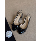 Damen Slingback Ballerinas mit glänzender Schleifenverzierung R&B