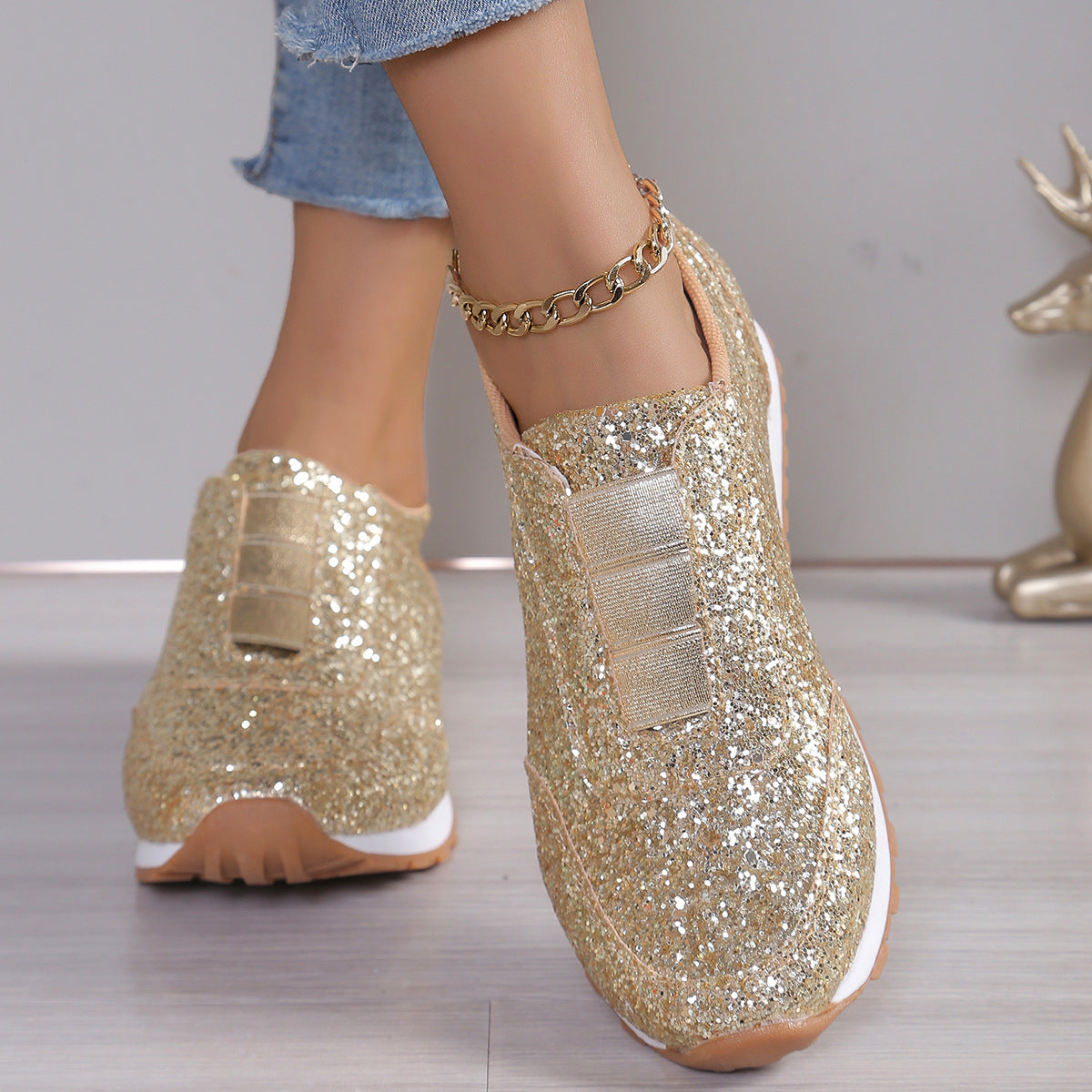 Damen Glitzernde Sneakers im sportlichen Design R&B