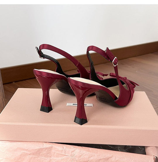 Damen Slingback Pumps mit zartem Schleifenakzent und elegantem Blockabsatz R&B