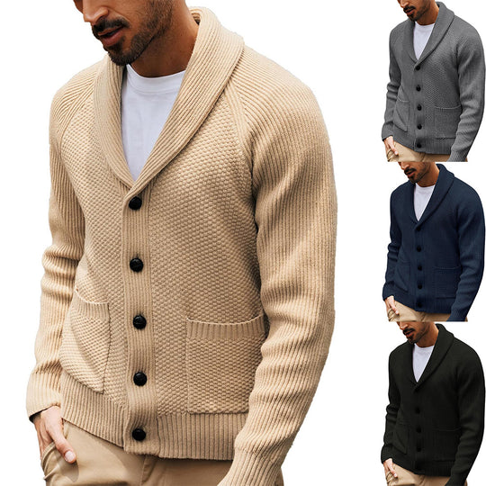 Herren Strickjacke mit Schalkragen und Taschen R&B