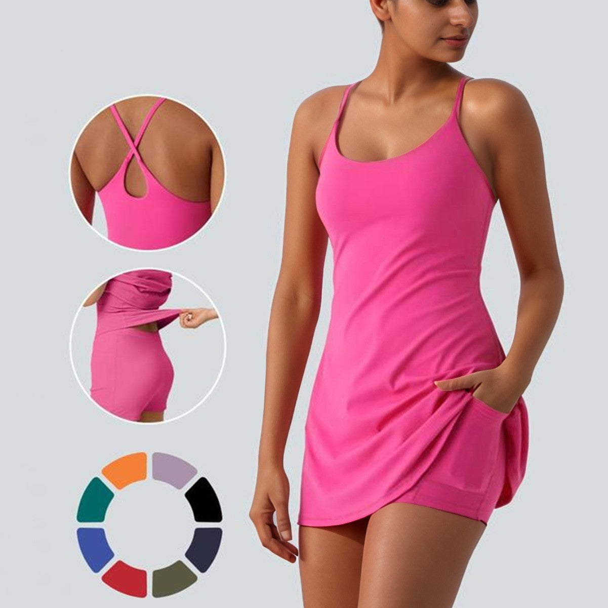 Damen Sportliches Tankini mit modischem Einsatz und Taschen R&B