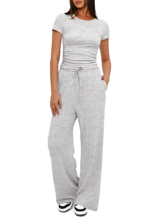 Damen Lässiges Lounge-Set mit weitem Oberteil und bequemen Hosen R&B