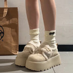 Damen Plüschgefütterte Sneakers mit modischem Klettverschluss und rutschfester Sohle R&B