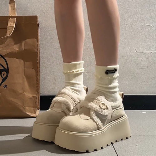 Damen Plüschgefütterte Sneakers mit modischem Klettverschluss und rutschfester Sohle R&B