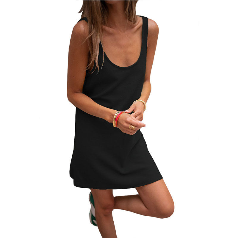 Damen Sommerliches Freizeitkleid mit tiefem Ausschnitt und leichtem Stoff R&B