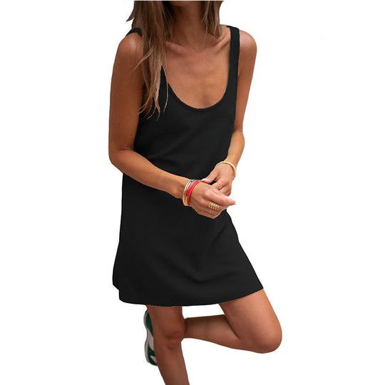 Damen Sommerliches Freizeitkleid mit tiefem Ausschnitt und leichtem Stoff R&B