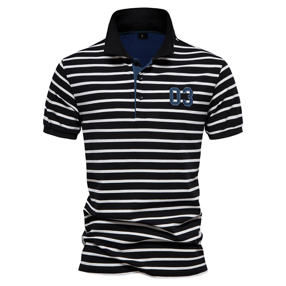 Herren Polo-Shirt mit modischem Streifenmuster und bequemem Schnitt R&B