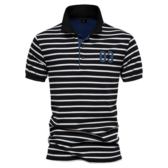 Herren Polo-Shirt mit modischem Streifenmuster und bequemem Schnitt R&B