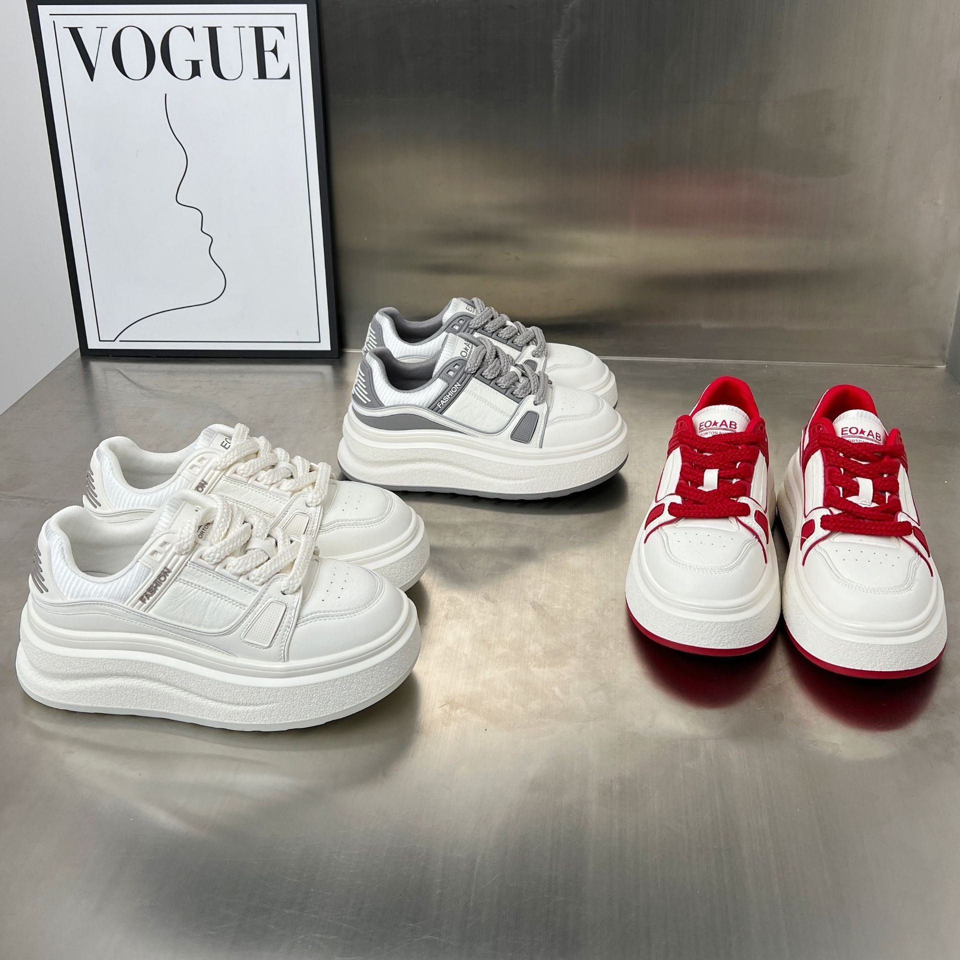 Damen modische Plateau-Sneaker mit atmungsaktiver Struktur und dämpfendem Fußbett R&B