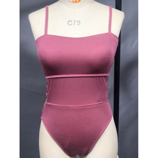 Damen Einteiler Badeanzug mit elegantem Rippendesign und figurschmeichelnder Silhouette R&B