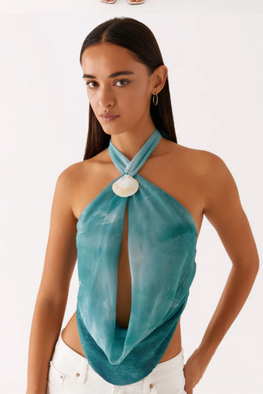 Damen Halstopp im angesagten Wickel-Design mit hochwertigem Details R&B