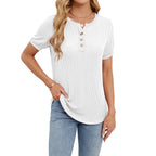 R&B | T-Shirt mit V-Ausschnitt in Uni-Farbe