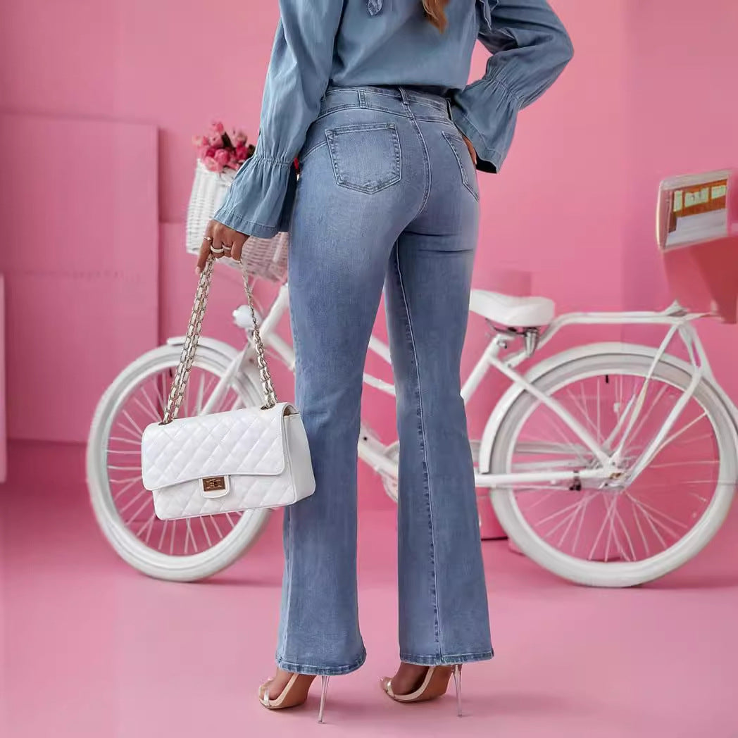 Damen Flared Jeans im eleganten Vintage-Look mit hoher Taille R&B