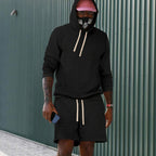 Herren Sportiv gestepptes Hoodie- und Shorts-Set