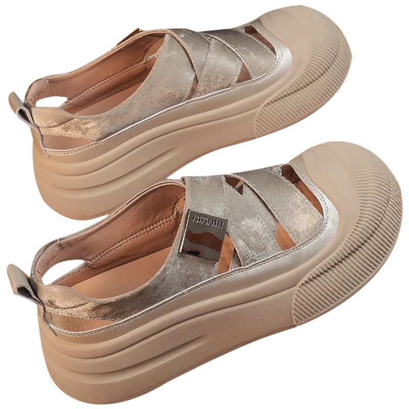 Damen Offene Trendige Sandalen mit hohem Plateau und modischen Kreuz-Riemen