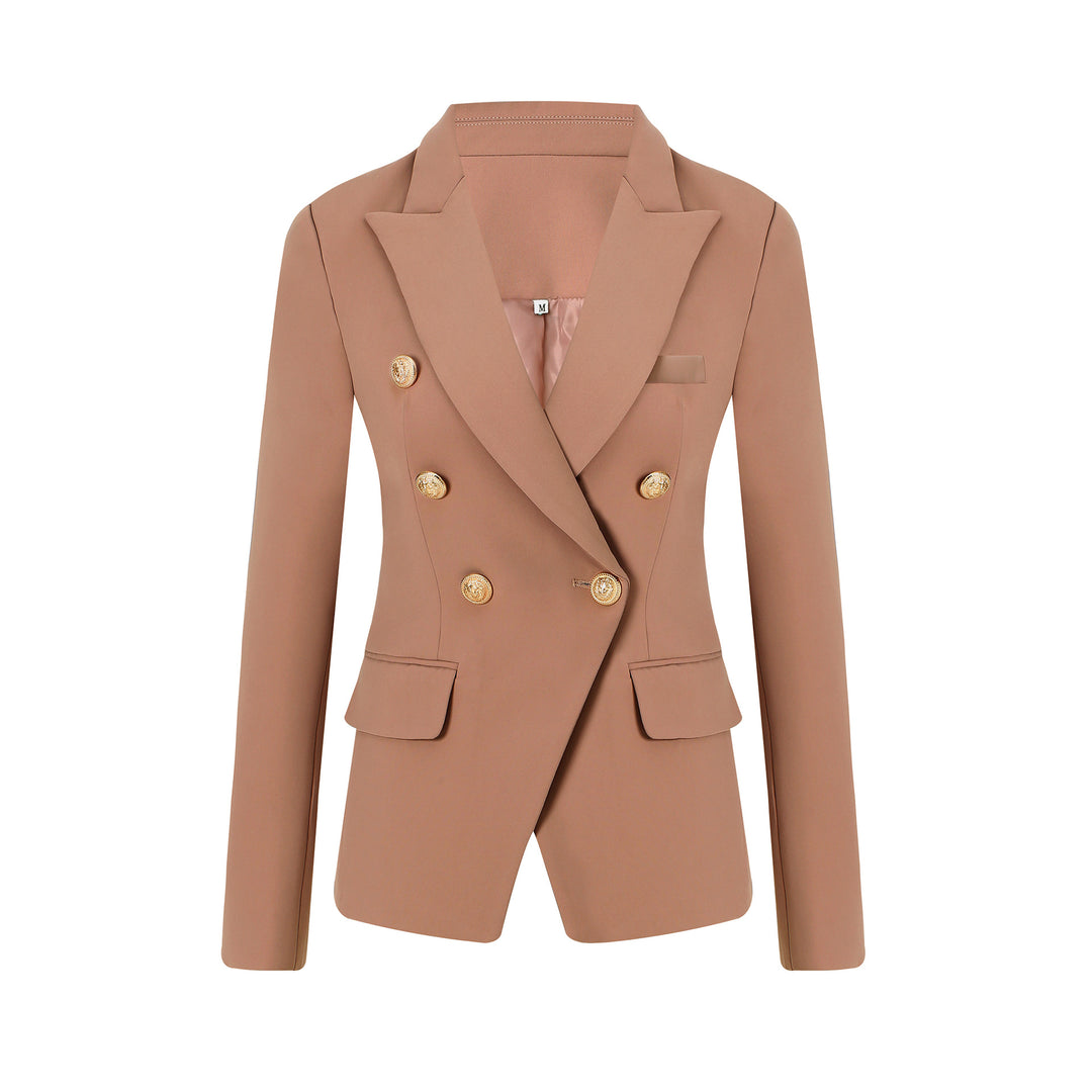 Damen Elegante Doppelreihige Blazerjacke mit goldenen Knöpfen R&B