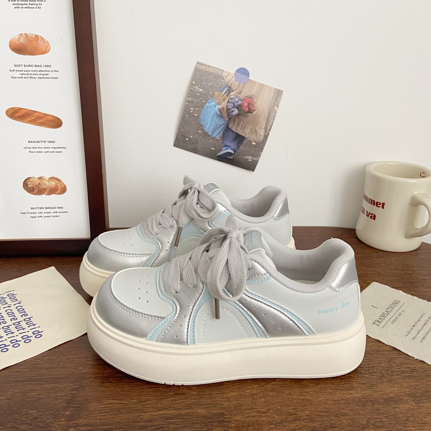 Damen Elegante Plateau-Sneaker mit strukturiertem Obermaterial