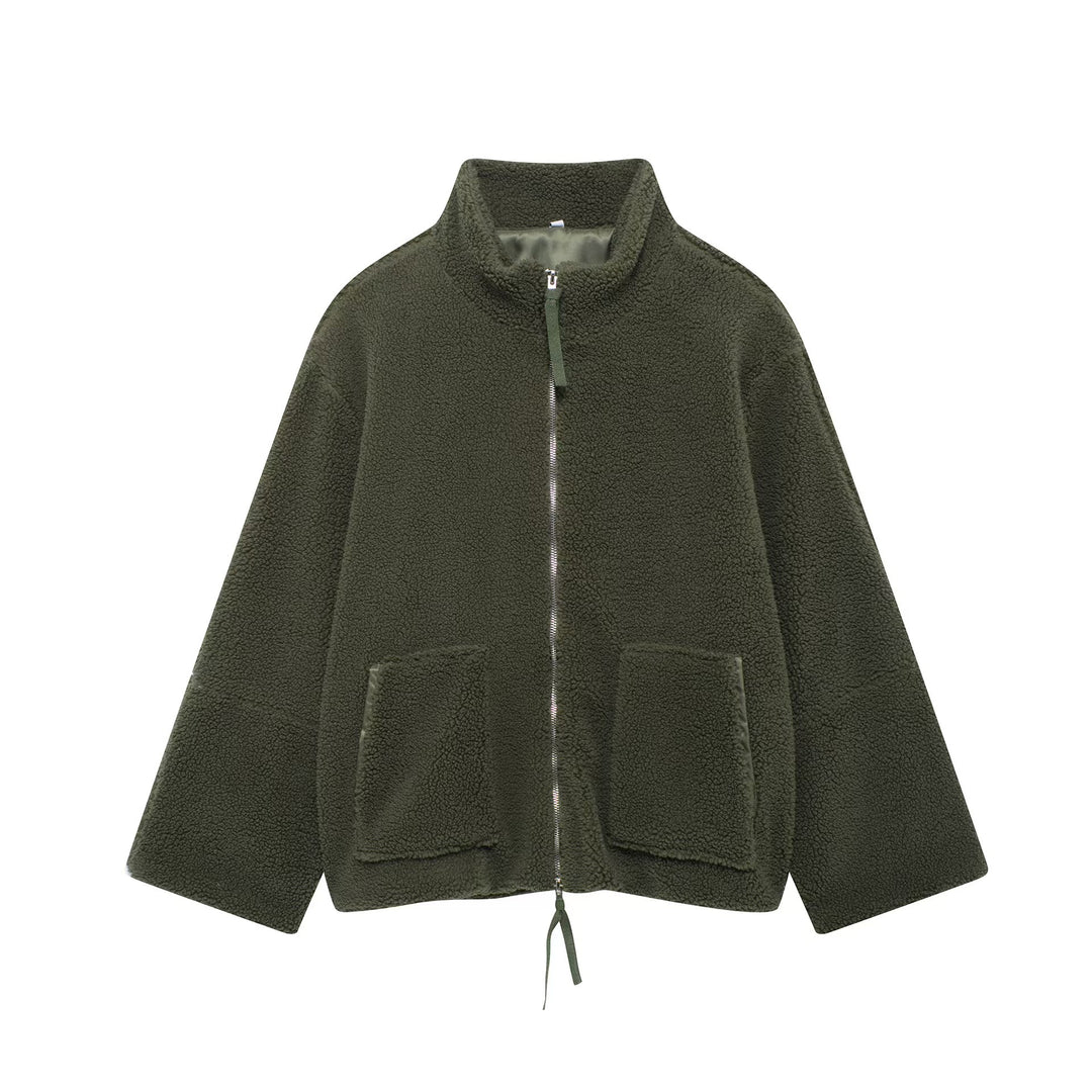 Damen Fleecejacke mit hohem Kragen und Reißverschluss R&B