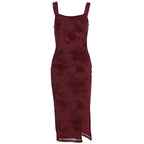 Damen Figurbetontes Kleid mit Spitzenmuster und Schlitz R&B