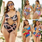 Damen Einteiliger Badeanzug mit modischen Cut-Outs und floralem Design R&B