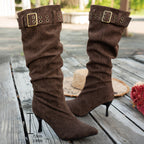 Damen Overknee Stiefel mit modischem Falten-Design und hochwertigem Material R&B