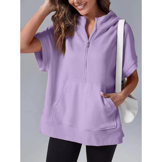 Damen Lässiger Kapuzenpullover mit Reißverschluss und praktischen Taschen R&B