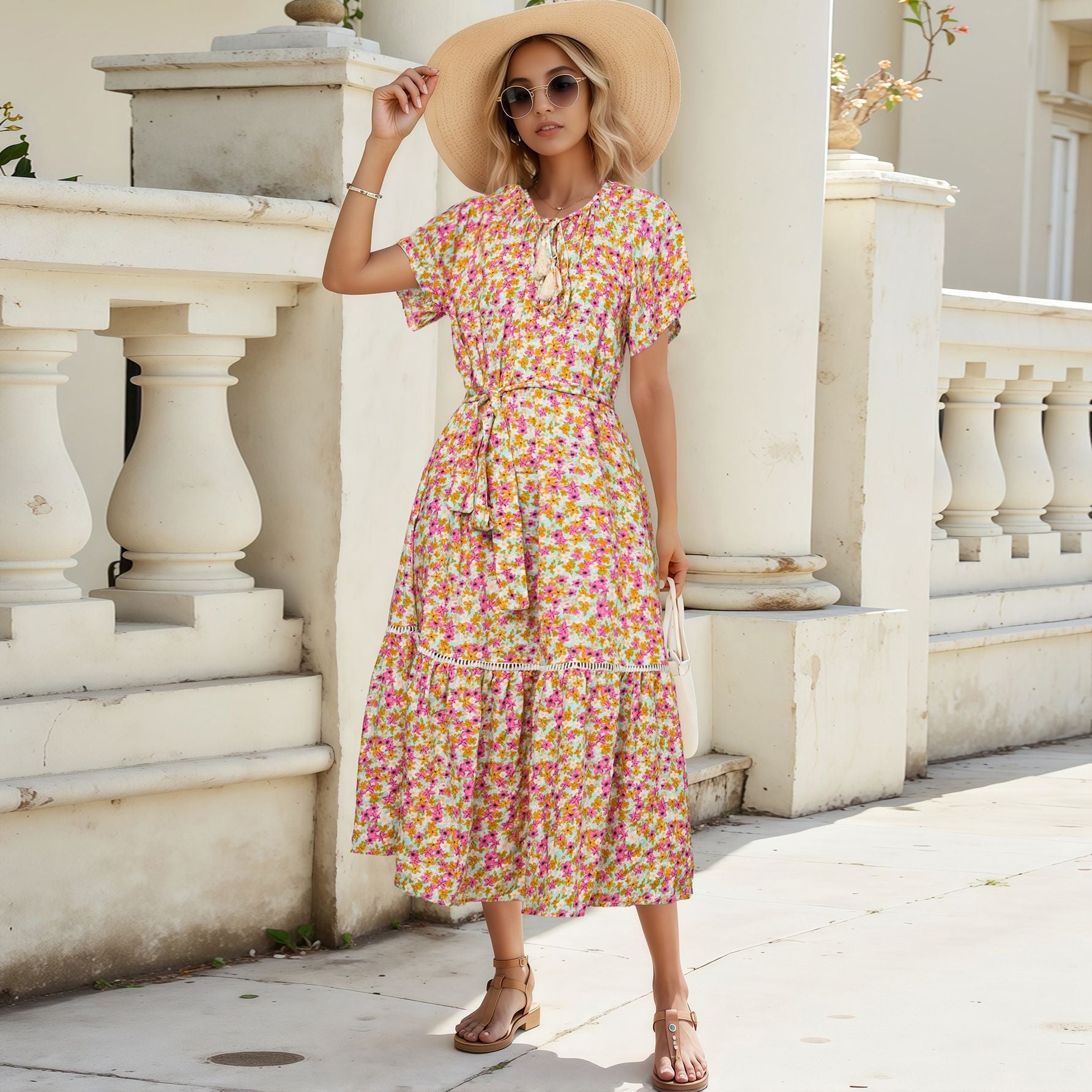 Damen Freizeitkleid mit floralen Mustern R&B