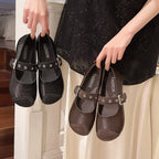 Damen Mary Jane Schuhe mit modischer Schnalle und weichem Innenfutter EB