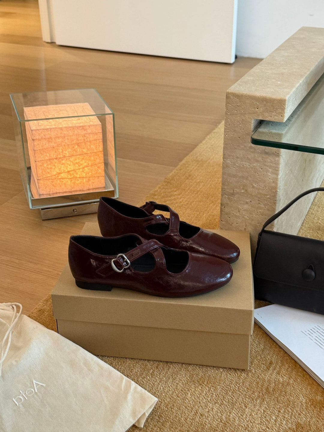 Damen Elegante und modische Mary Jane Ballerinas mit schimmerndem Riemchen R&B
