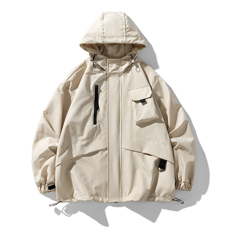 Herren technische Outdoor-Jacke mit multifunktionalen Taschen und verstellbarer Kapuze R&B