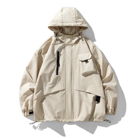 Herren technische Outdoor-Jacke mit multifunktionalen Taschen und verstellbarer Kapuze R&B