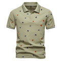 Herren nan legeres kurzärmeliges Piqué-Poloshirt mit geometrischem Allover-Print, Kentkragen und kontrastbesatz R&B