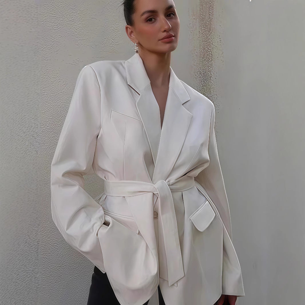 Damen Modischer Oversized Blazer mit Gürtel R&B