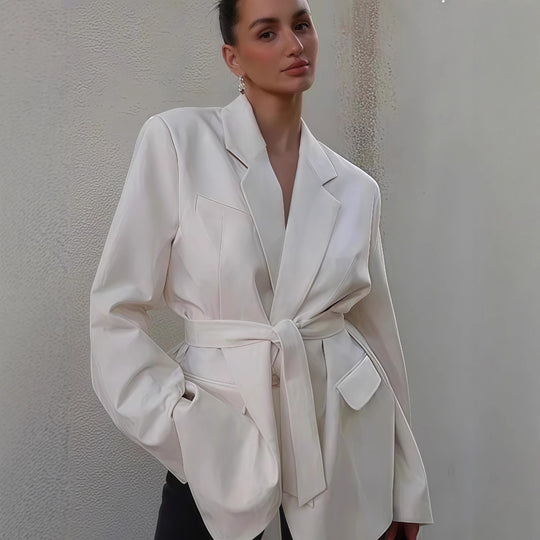 Damen Modischer Oversized Blazer mit Gürtel R&B